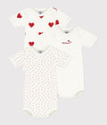 Set di body a maniche corte in cotone per neonati con cuori rossi