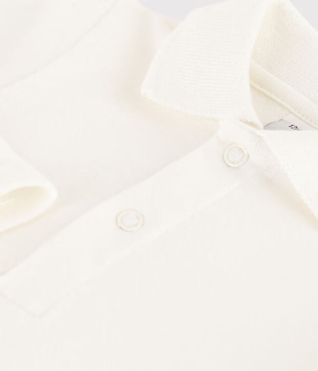 Body con colletto a polo in cotone tinta unita neonata