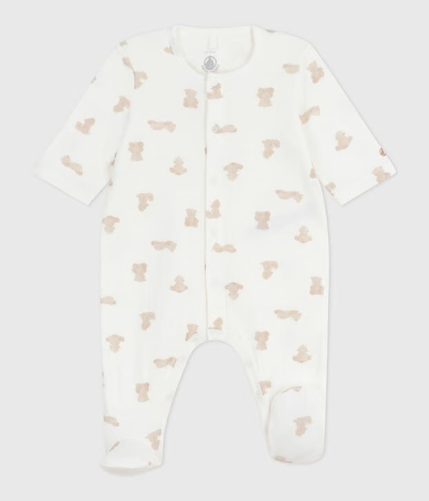 Tutina unisex per neonato in cotone spesso con stampa di orsetti
