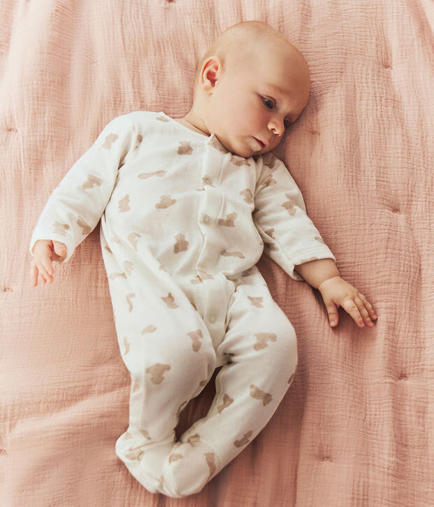 Tutina unisex per neonato in cotone spesso con stampa di orsetti