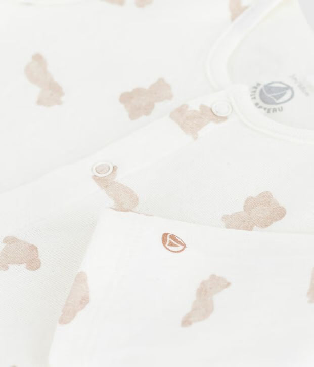 Tutina unisex per neonato in cotone spesso con stampa di orsetti