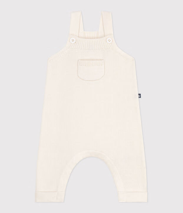 Salopette unisex per neonato in maglia in lana e cotone