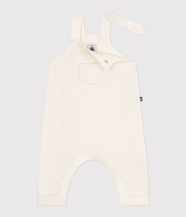 Salopette unisex per neonato in maglia in lana e cotone