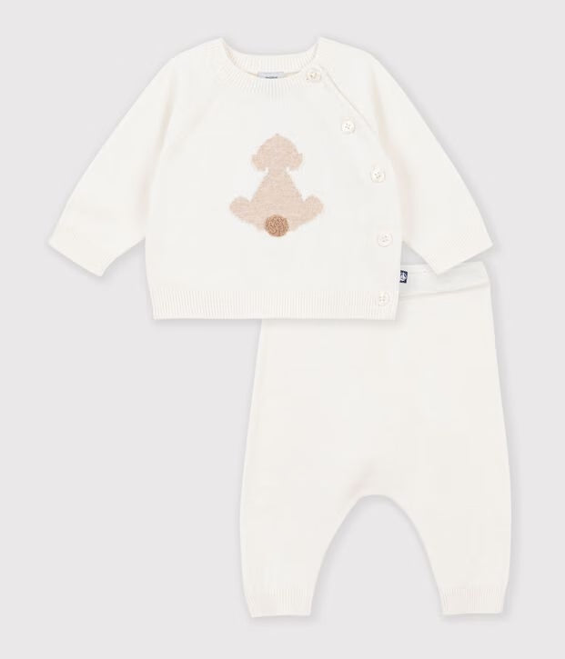 Completo neonato in maglia lavorata fantasia