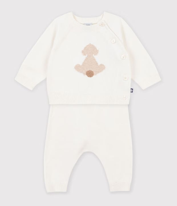 Completo neonato in maglia lavorata fantasia