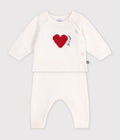 Completo in maglia jacquard con cuore neonato