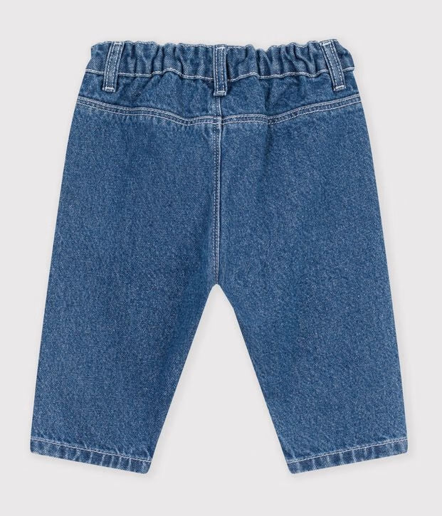 Pantaloni in denim tinta unita neonato