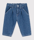 Pantaloni in denim tinta unita neonato