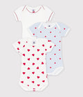 Set di body a maniche corte in cotone con stampa a cuori