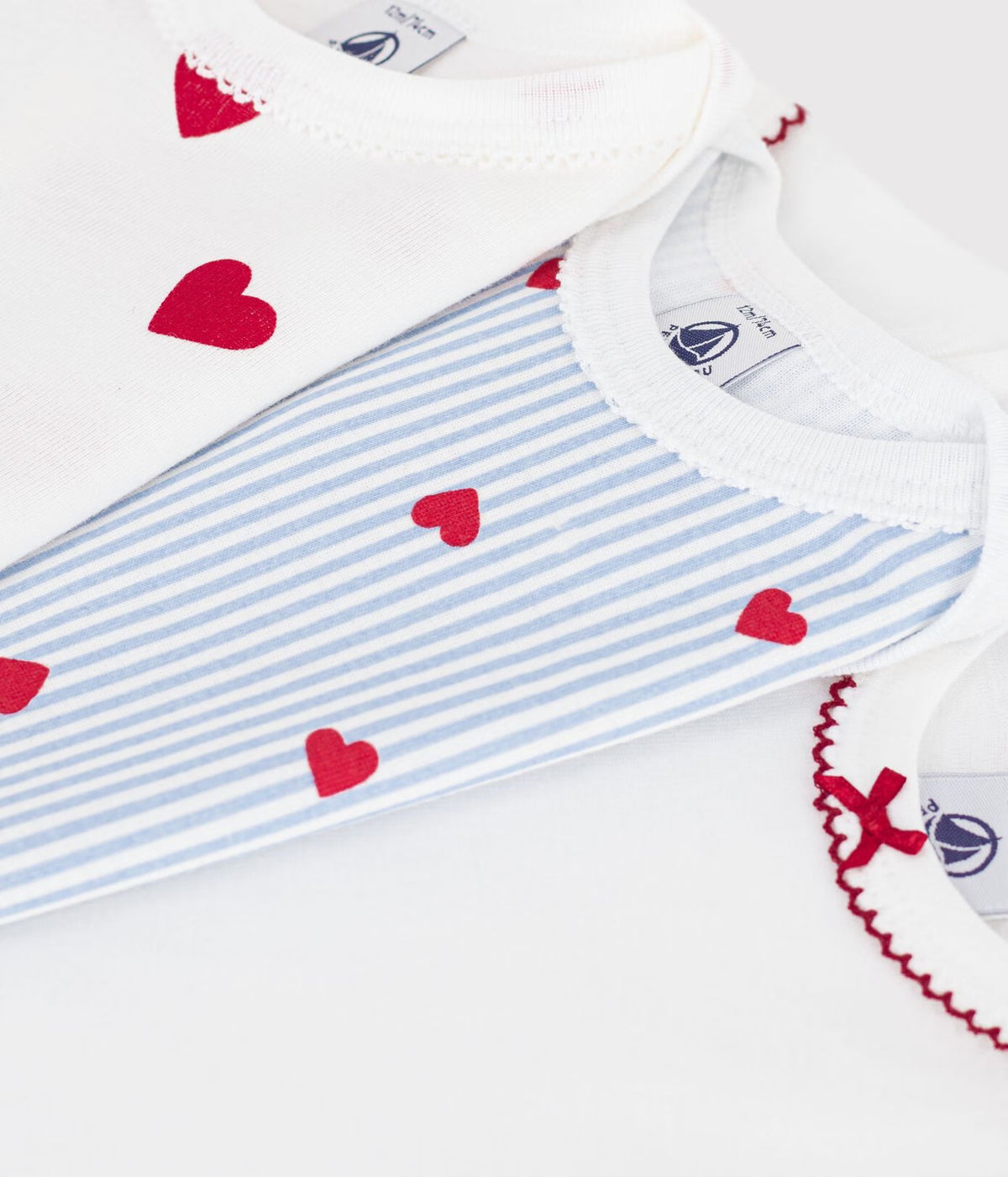Set di body a maniche corte in cotone con stampa a cuori