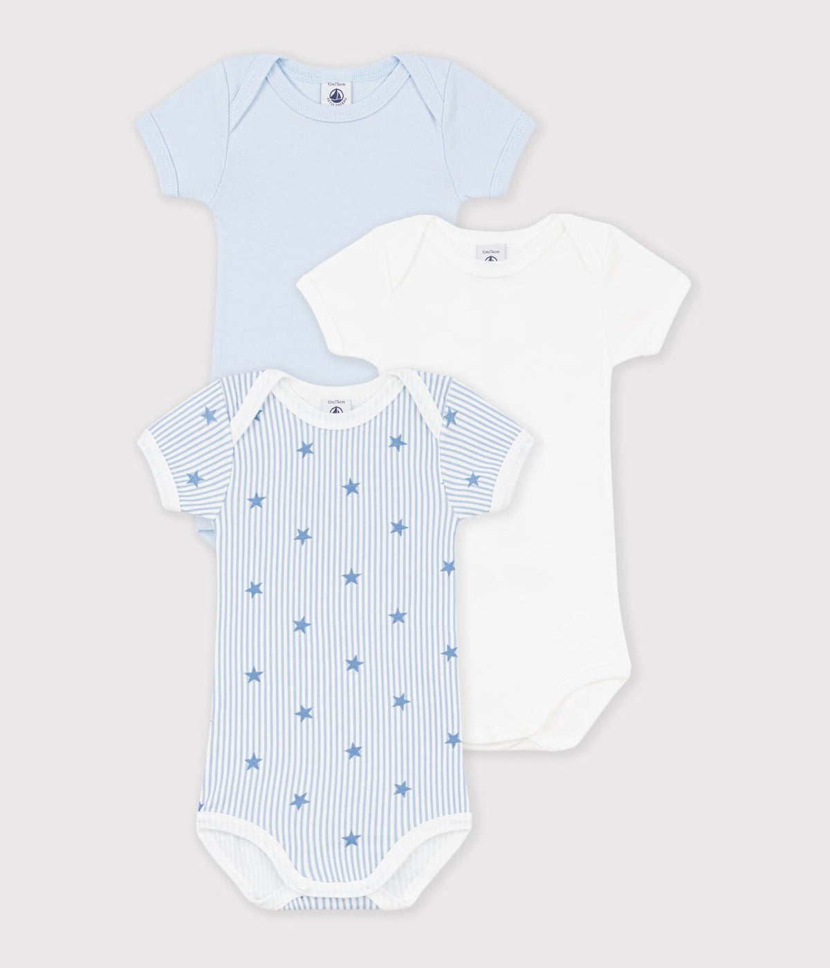 Set di body a maniche corte in cotone con stampa di stelle