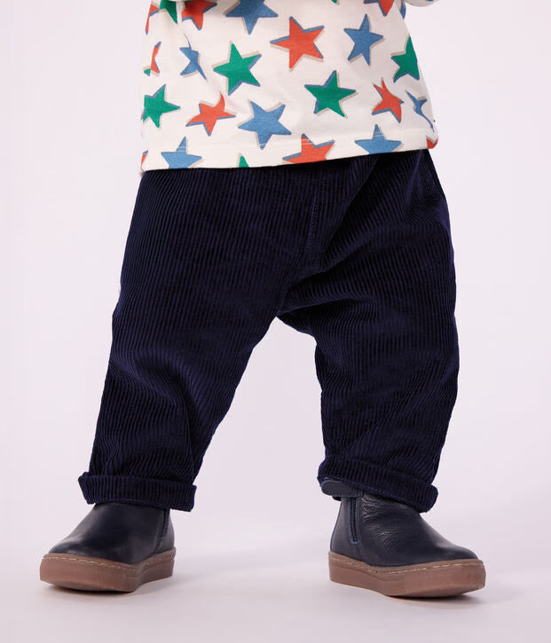 Pantaloni in velluto tinta unita neonato