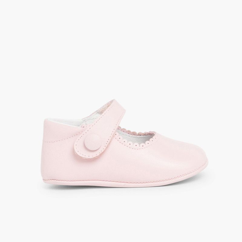 SCARPINE BAMBINA NEONATA PELLE CHIUSURA A STRAPPO